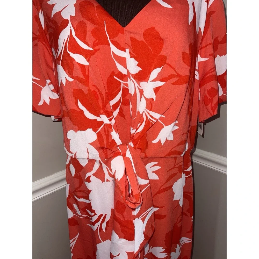 NEW‎ LANE BRYANT PLUS SIZE STARFISH CORAL KNOT WAIST MIDI DRESS SZ 20